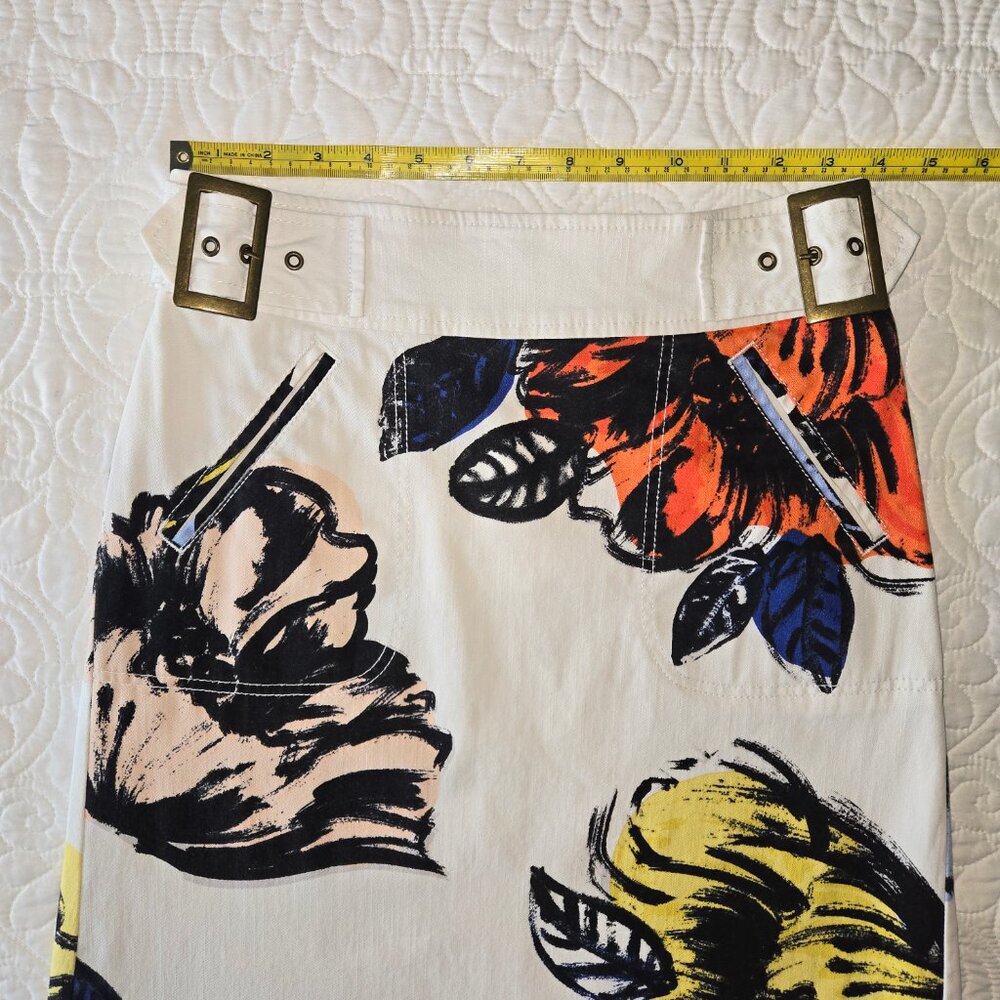 Anthropologie Maeve Cotton Denim Floral pencil skirt in a Misses size 0 - Picture 14 of 16